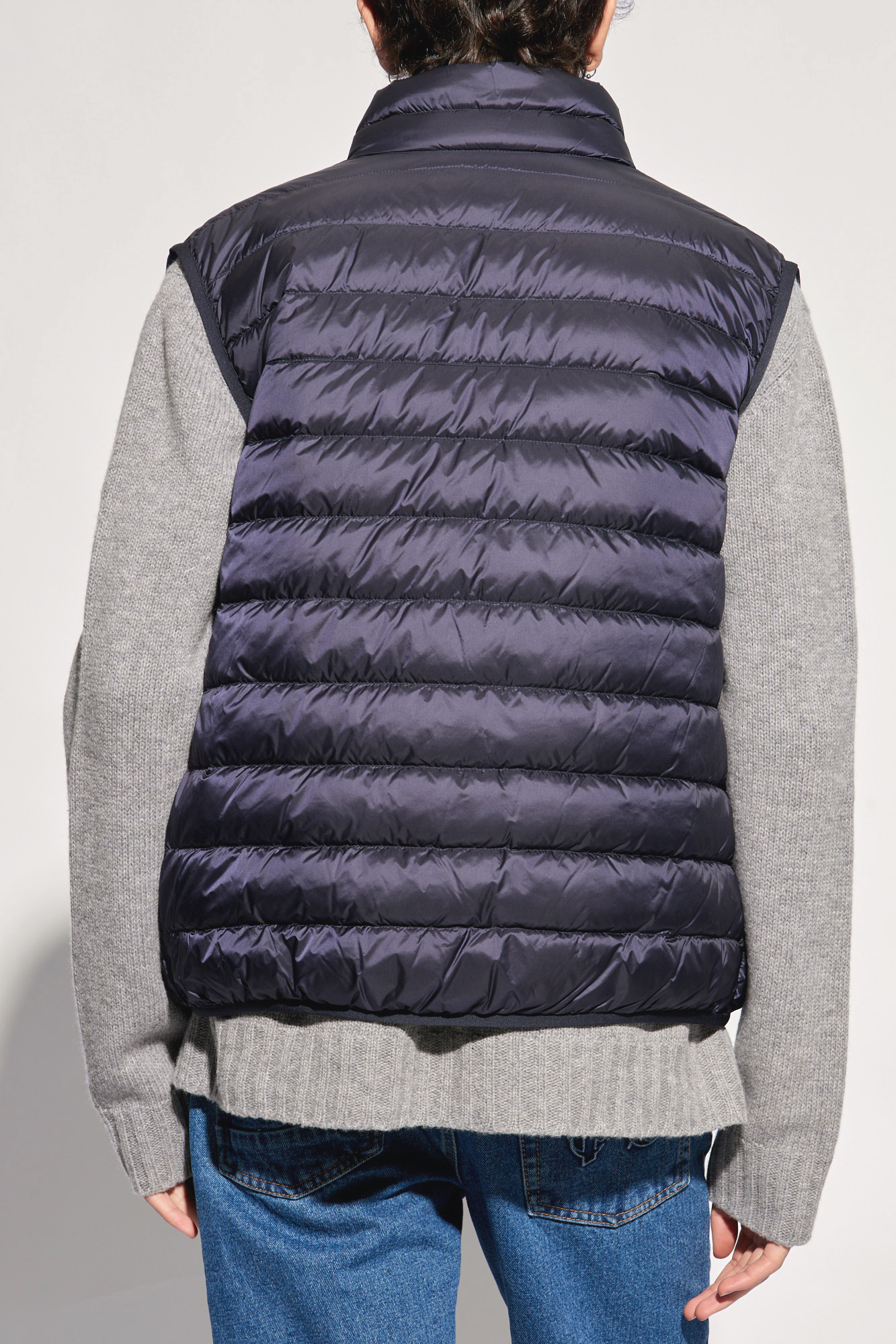 Navy blue Quilted vest with logo Palm Angels